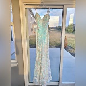 White Iridescent Jovani Dress #08481